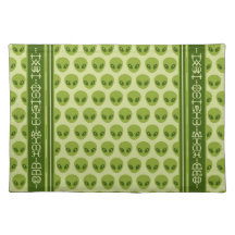 Cute Green Alien Pattern with Your Text in Glyphs