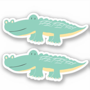 Cute Green Aligator Kids Boy Fun Animal Sticker