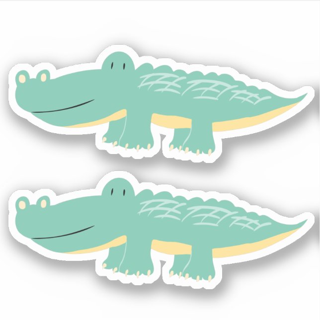 Cute Green Aligator Kids Boy Fun Animal Sticker (Front)