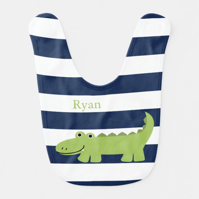 Cute Green Alligator Baby Bib (Front)