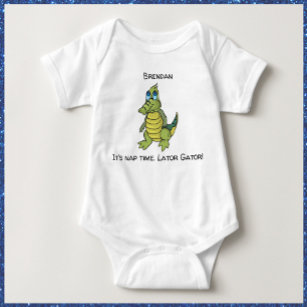 Cute Green Alligator Baby Bodysuit