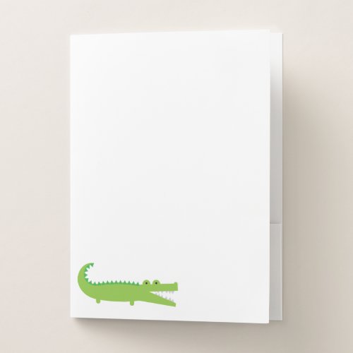 Cute Green Alligator Pocket Folder