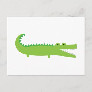 Cute Green Alligator Postcard by imaginarystory at Zazzle