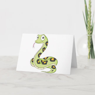 Cute Green Anaconda Snake Cartoon Card