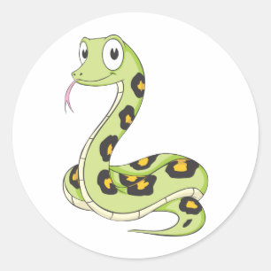 Cute Green Anaconda Snake Cartoon Classic Round Sticker