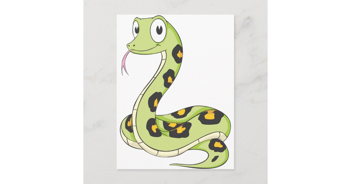 Cute Green Anaconda Snake Cartoon Postcard | Zazzle
