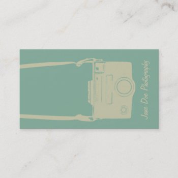 Cute Green And Beige Retro Style Film Camera Business Card by camcguire at Zazzle