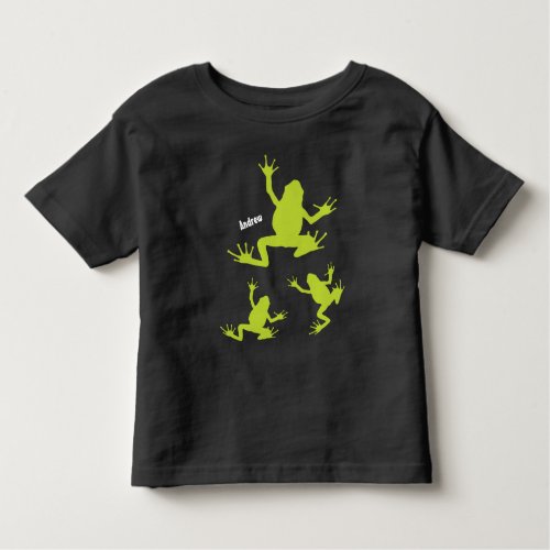 Cute Green and Black Frog Toddler T_shirt