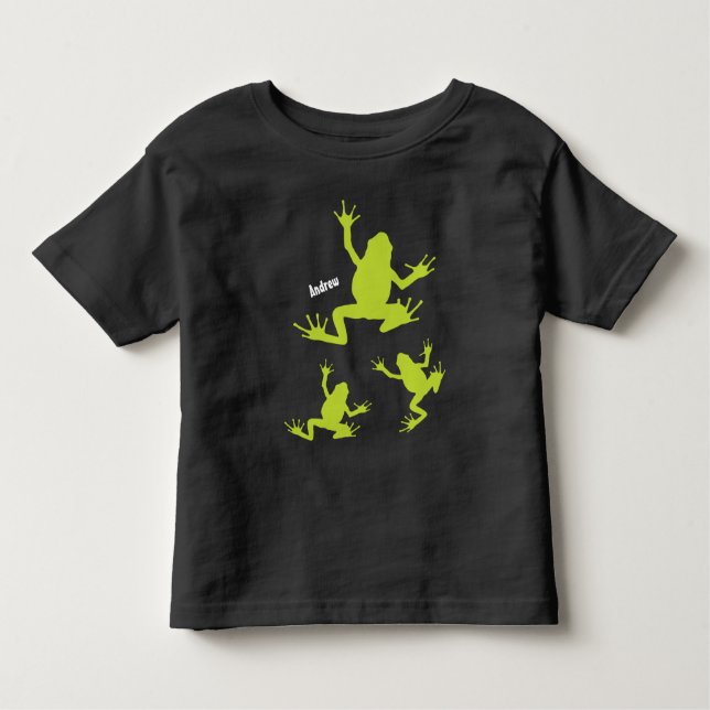 Cute Green and Black Frog Toddler T-shirt (Front)
