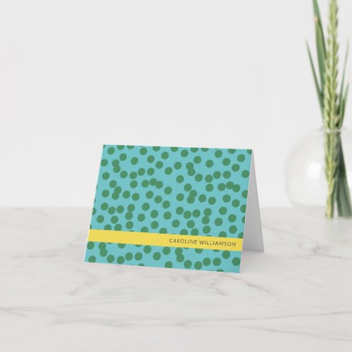 Cute Green and Blue Abstract Dots Personalized   Note Card