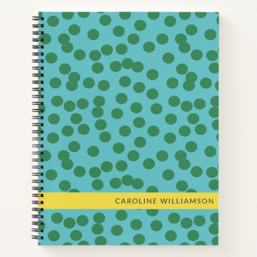 Cute Green and Blue Abstract Dots Personalized  Notebook