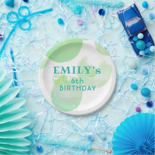 Cute Green and Blue Bubbles Birthday Party Paper Plates