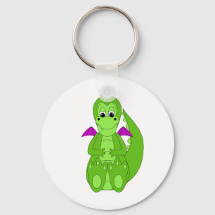 Cute Green And Purple Dragon Keychain