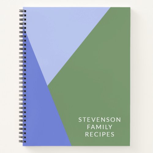 Cute Green and Purple Geometric Custom Recipe Notebook