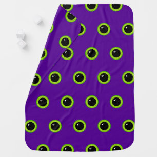 Cute Green and Purple Monster Eyes Baby Blanket