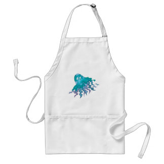cute green and purple squid adult apron