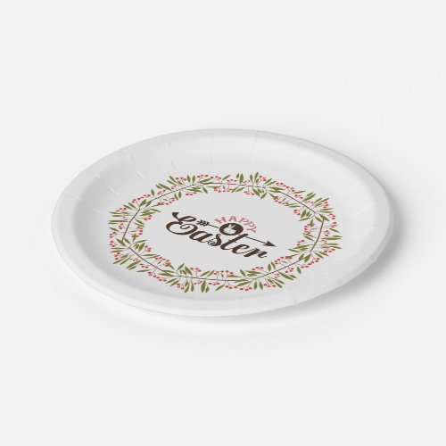 Cute Green And Red Wreath And Bunny Paper Plates