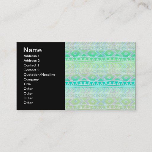 Customizable Cute Green and Teal Aztec Stylic Pattern Business Card Templates