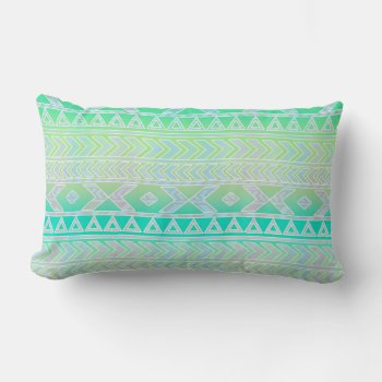 Cute Green And Teal Aztec Stylic Pattern Lumbar Pillow by MHDesignStudio at Zazzle