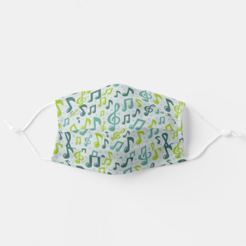 Cute Green And Teal Music Notes Pattern Adult Cloth Face Mask