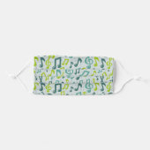 Cute Green And Teal Music Notes Pattern Adult Cloth Face Mask (Front, Folded)