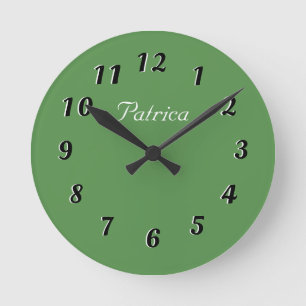 Cute Green and White Personalized Wall Clock