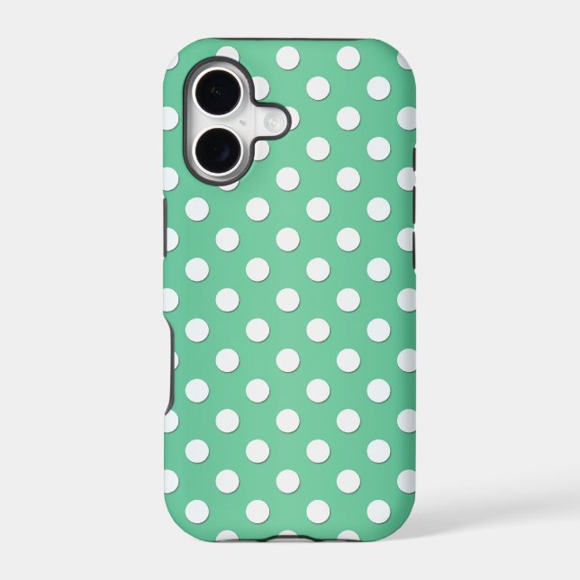 Cute Green and White Polka Dot Pattern Iphone Case (Back)