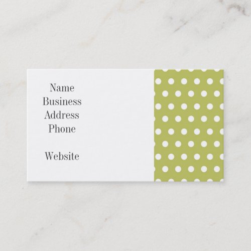 Cute Green and White Polka Dots Pattern Gifts Business Card Templates