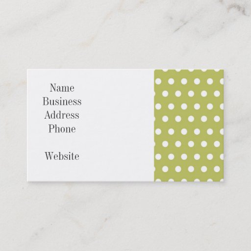 Customizable Cute Green and White Polka Dots Pattern Gifts Business Card Templates