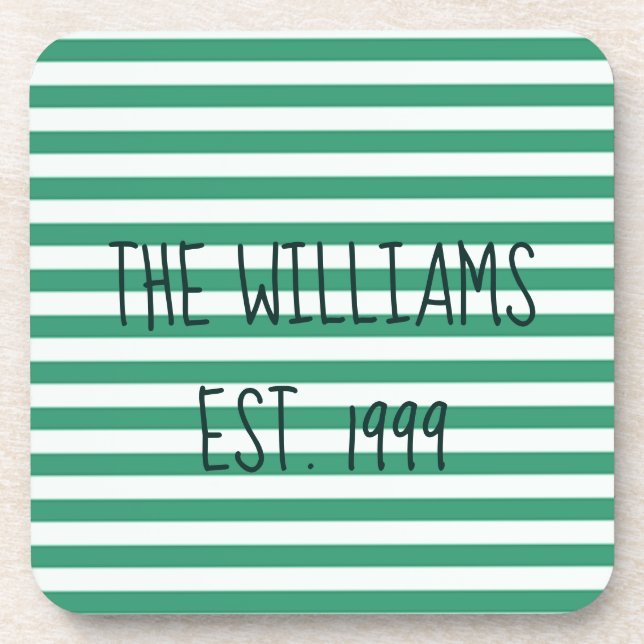 Cute Green and White Stripes Coaster (Front)