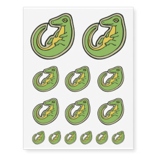 Cute Green And Yellow Alligator Drawing Design Temporary Tattoos