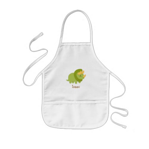 Cute Green and yellow Triceratops Kids Apron
