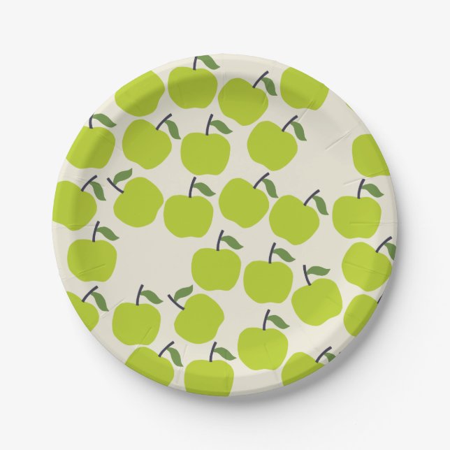 Cute Green Apple Paper Plates (Front)