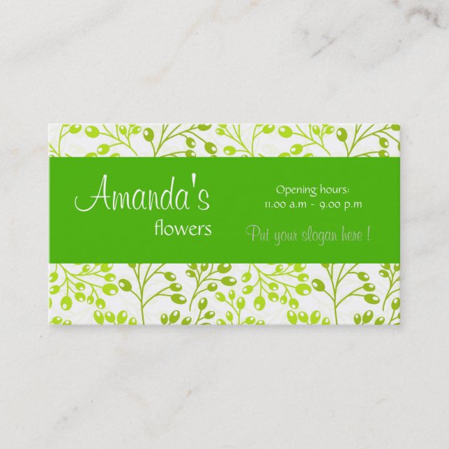 Cute green autumn fruits Business Card (Front)