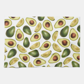 Cute Green Avocado and Avocado Slices Kitchen Towel