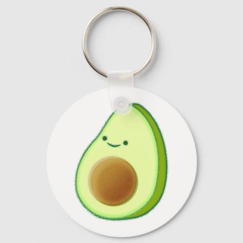 Cute Green Avocado Drawing Keychain