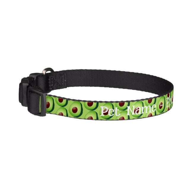 Cute green avocado pattern custom dog name pet collar (Left)