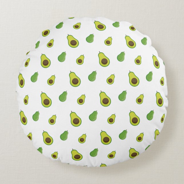 Cute Green Avocado Pattern Round Pillow (Front)