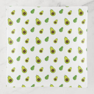 Cute Green Avocado Pattern Trinket Tray