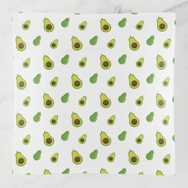 Cute Green Avocado Pattern Trinket Tray (Front)