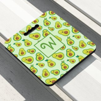 Cute Green Avocados Monogram Seat Cushion
