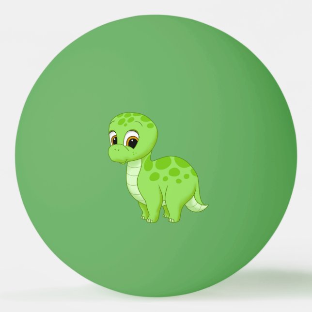 Cute Green Baby Brontosaurus Dinosaur Ping-Pong Ball (Front)