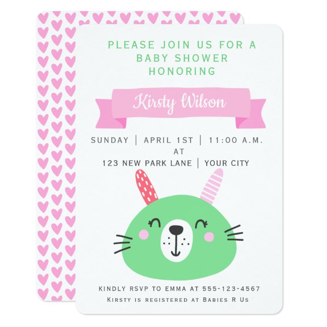 Cute Green Baby Bunny | Baby Shower