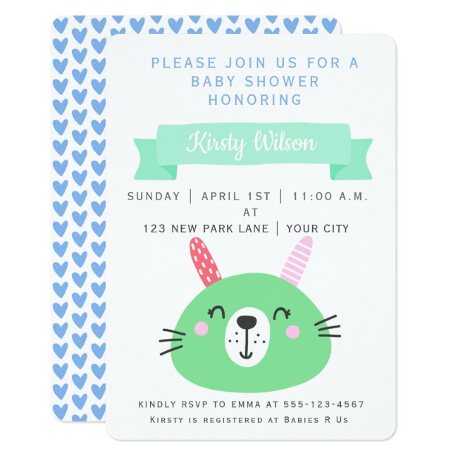 Cute Green Baby Bunny | Baby Shower