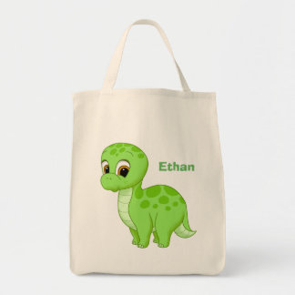 Cute Green Baby Dinosaur Tote Bag
