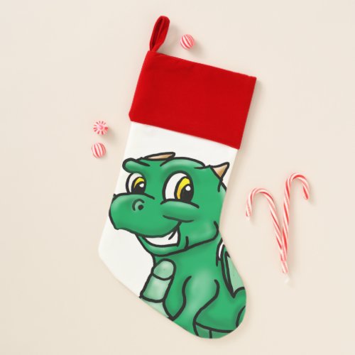 Cute Green Baby Dragon Christmas Stocking