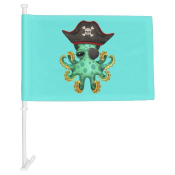 Cute Green Baby Octopus Pirate Car Flag by crazycreatures at Zazzle