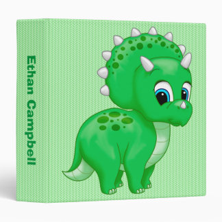 Cute Green Baby Triceratops Dinosaur Binder
