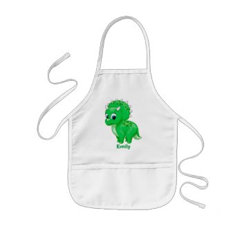 Cute Green Baby Triceratops Dinosaur Kids' Apron by Fun_Forest at Zazzle