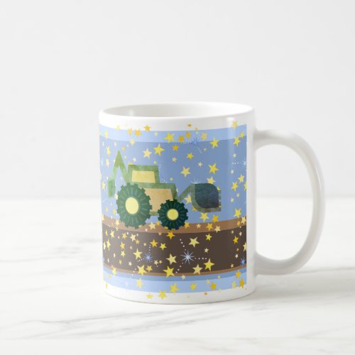 Cute Green Backhoe Funny Excavator Digger Boys Coffee Mug